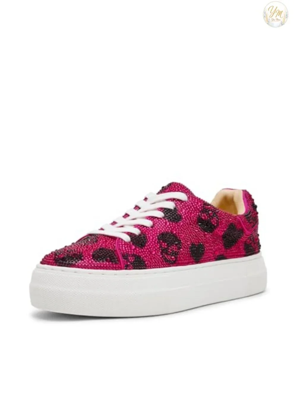 Rhinestone Satin Party Low Top Sneakers with Platform Sole